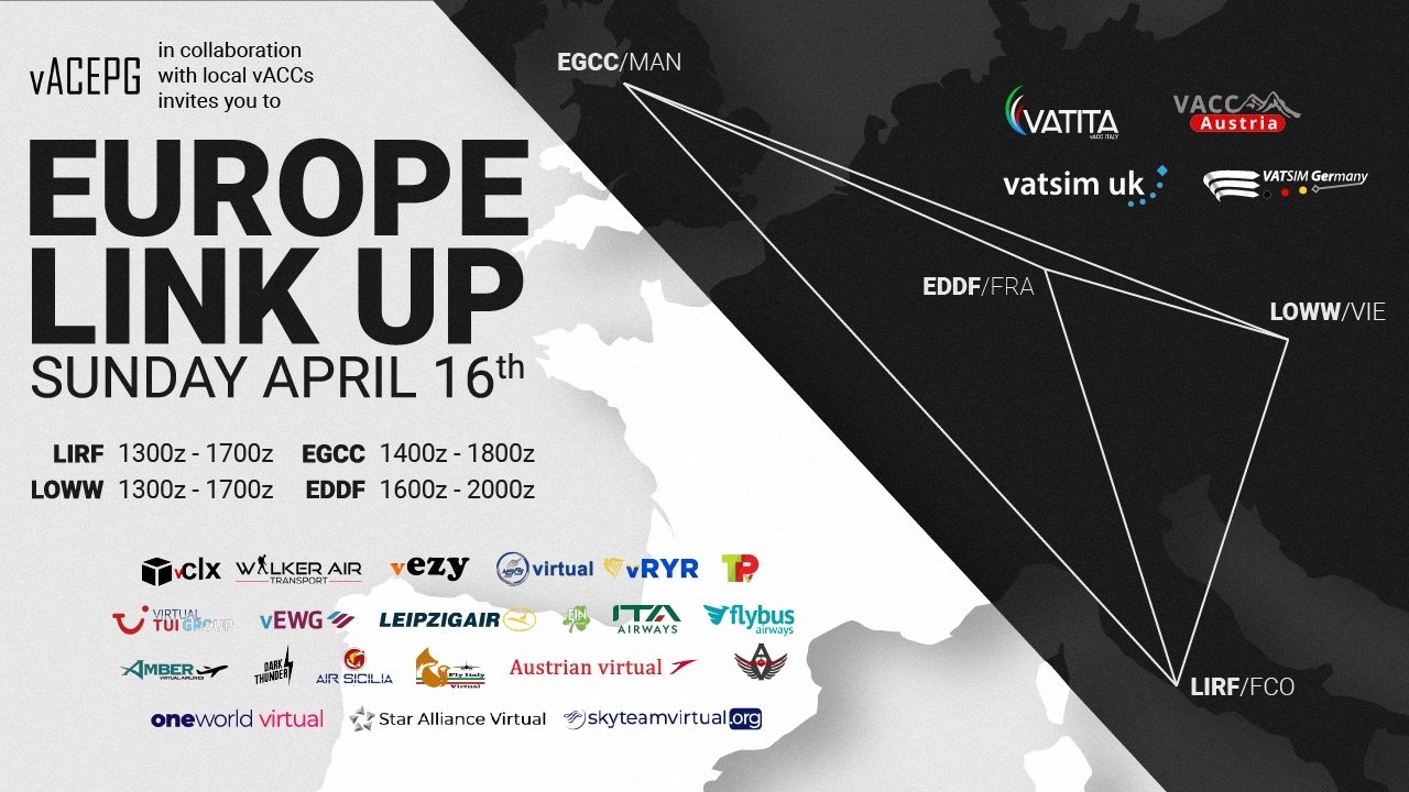vACEPG Europe Link Up: LIRF + EGCC + LOWW + EDDF